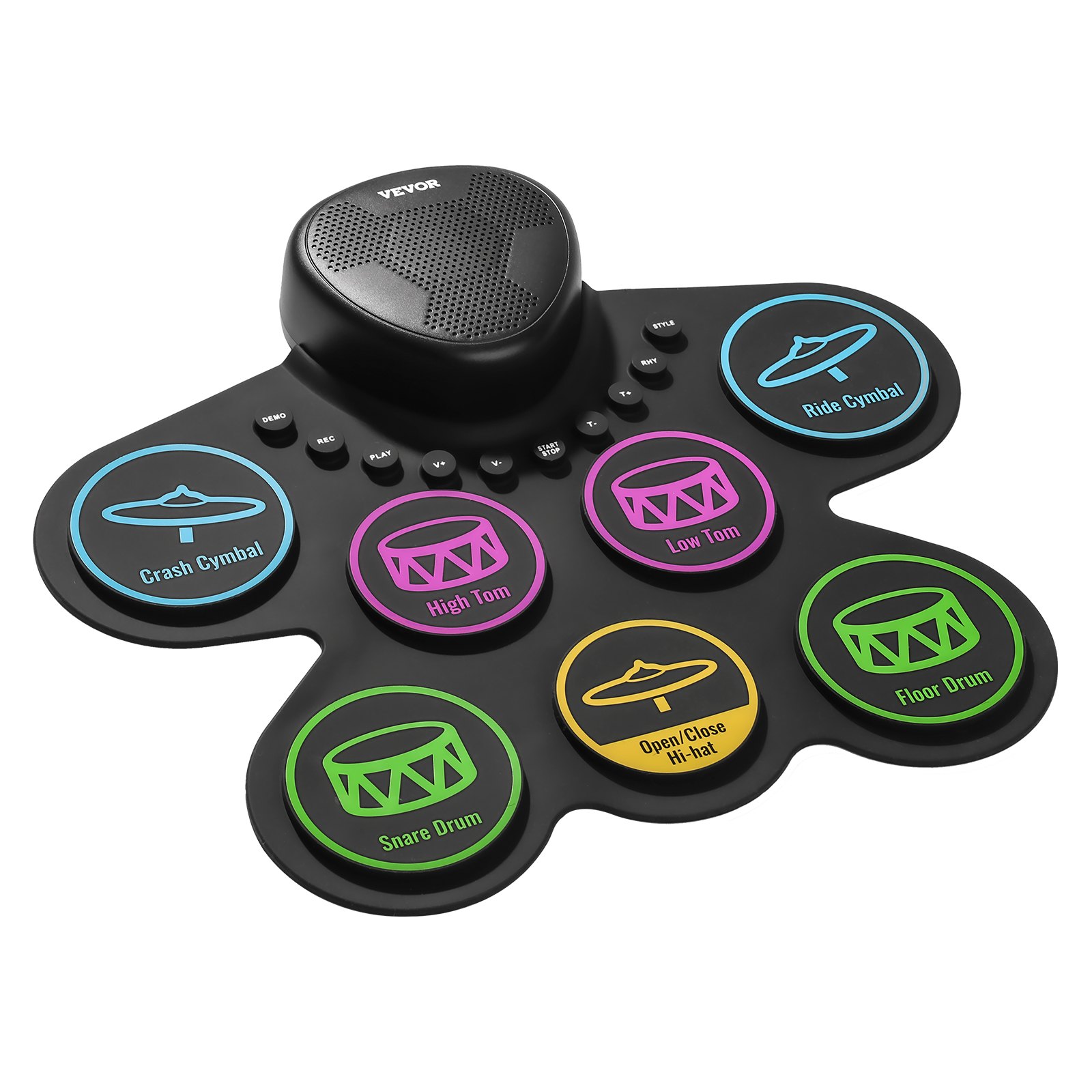 VEVOR Electric Drum Set, 7 Pads, Roll-up Drum Practice Pad, Electronic Drumset with Headphone