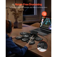 VEVOR Elektrische Drumset met 7 Pads voor Kinderen, Drumstel met Koptelefoonaansluiting, Pedalen en Luidspreker