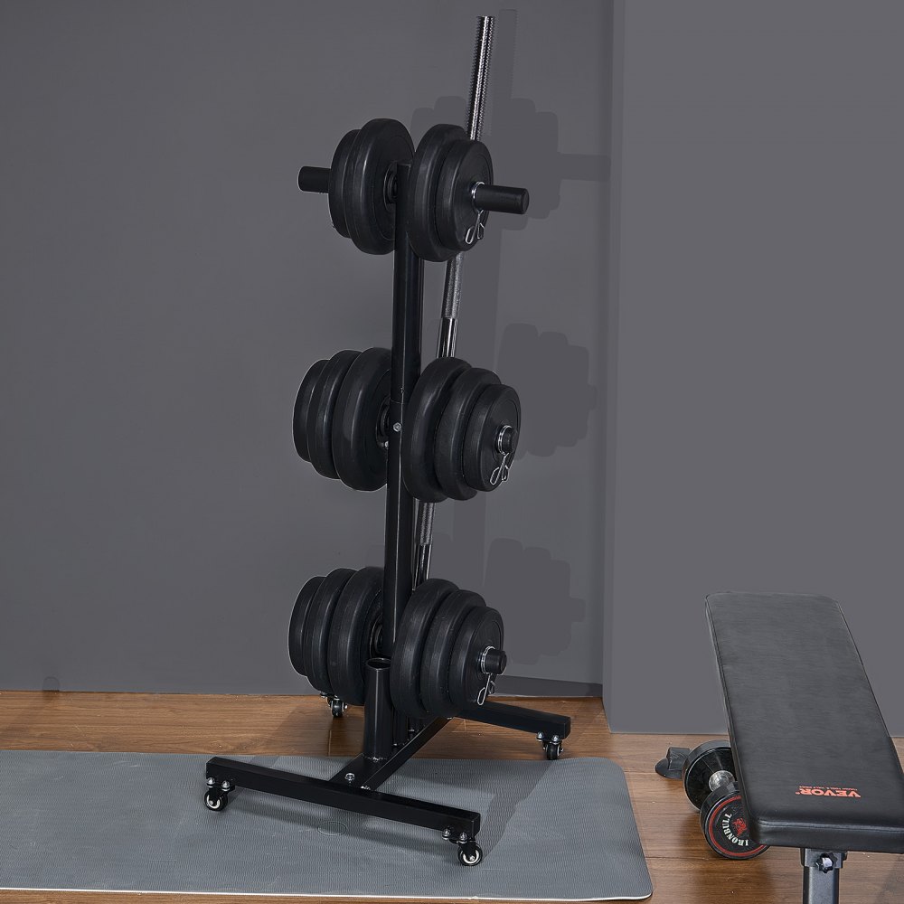 VEVOR Gewichtsschijfhouder Gewichtsschijfboom voor 2-inch gewichtsschijven, standaard gewichtsschijfboom, oprolbaar, gewichtsopslaghouder met een draagvermogen van 454 kg, opbergstandaard