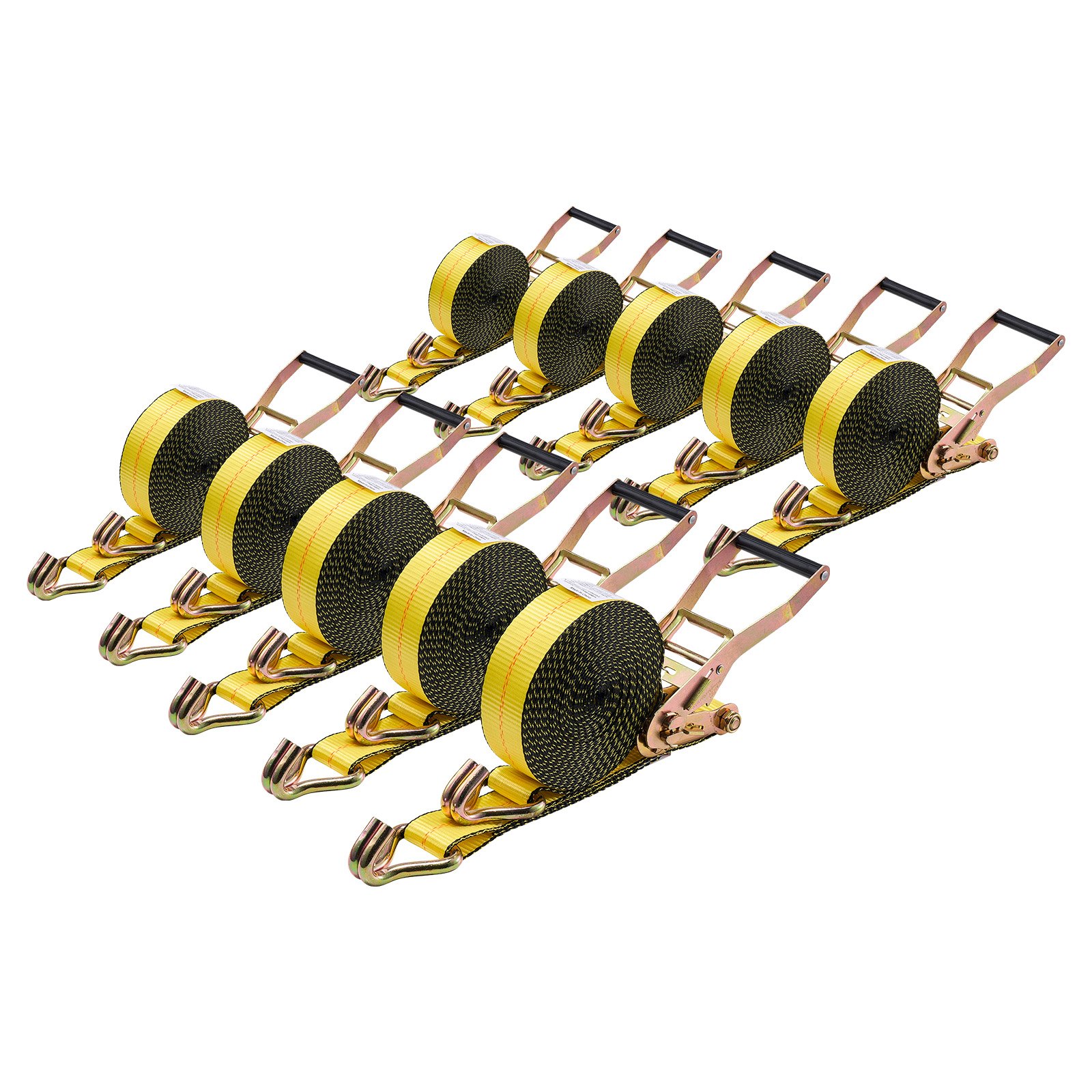 VEVOR spanbanden, 50,8 x 9144 mm, zware spanbanden met dubbele J-haken, breeksterkte 4536 kg, ratelmechanisme voor verhuizingen, aanhangers, motoren, kajaks, autodaken, verpakking van 10 stuks
