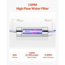 VEVOR 18W UV-waterzuiveraar 3,785 l/min ultraviolet waterzuiveraarfilter