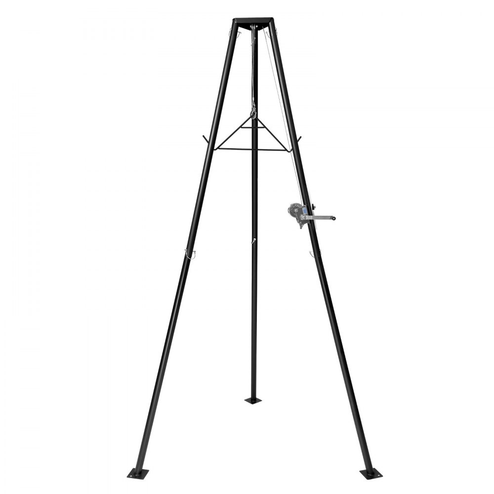 VEVOR Tripod Deer Hoist, 500 lbs Load Capacity, Hunting Game Hoist Winch Lift with Gambrel & Manual Winch, Hunting Game Skinning and Cleaning Accessory for Cleaning, Skinning, and Moving, Black