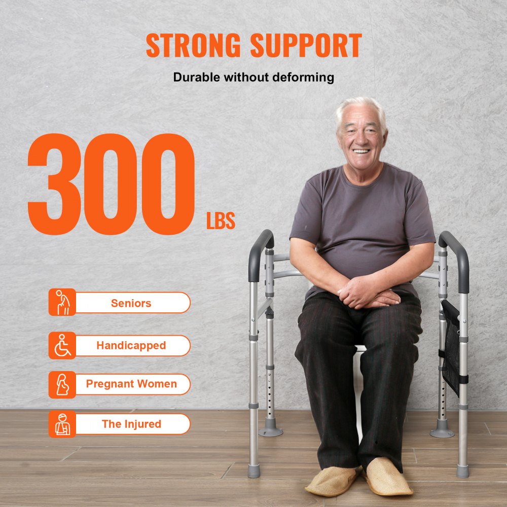 VEVOR Toilet Veiligheidsleuning Staande Hulp Toilet 136 kg Toiletzitting met Antislip Handgrepen, Toiletleuningen met Versterkte Aluminiumlegering Buis, voor Zwangere Vrouwen Gewond