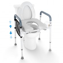 VEVOR Raised Toilet Seat, 7-Way Height Adjustable 655-805mm, Load Capacity 158kg, with Padded Aluminum Frame, Universal Raised Toilet Seat, for Disabled, Pregnant Women