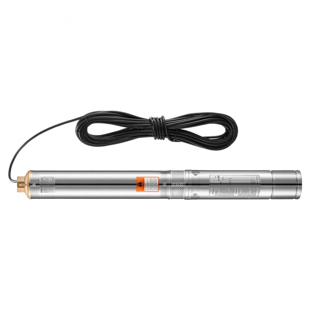 VEVOR Deep Well Submersible Pump, 550W Output Power, 230V, 65 L/min Flow 279 ft Head, with 65.62 ft Cord External Control Box, Stainless Steel Water Pump, for Industrial Irrigation and Home Use, IP68