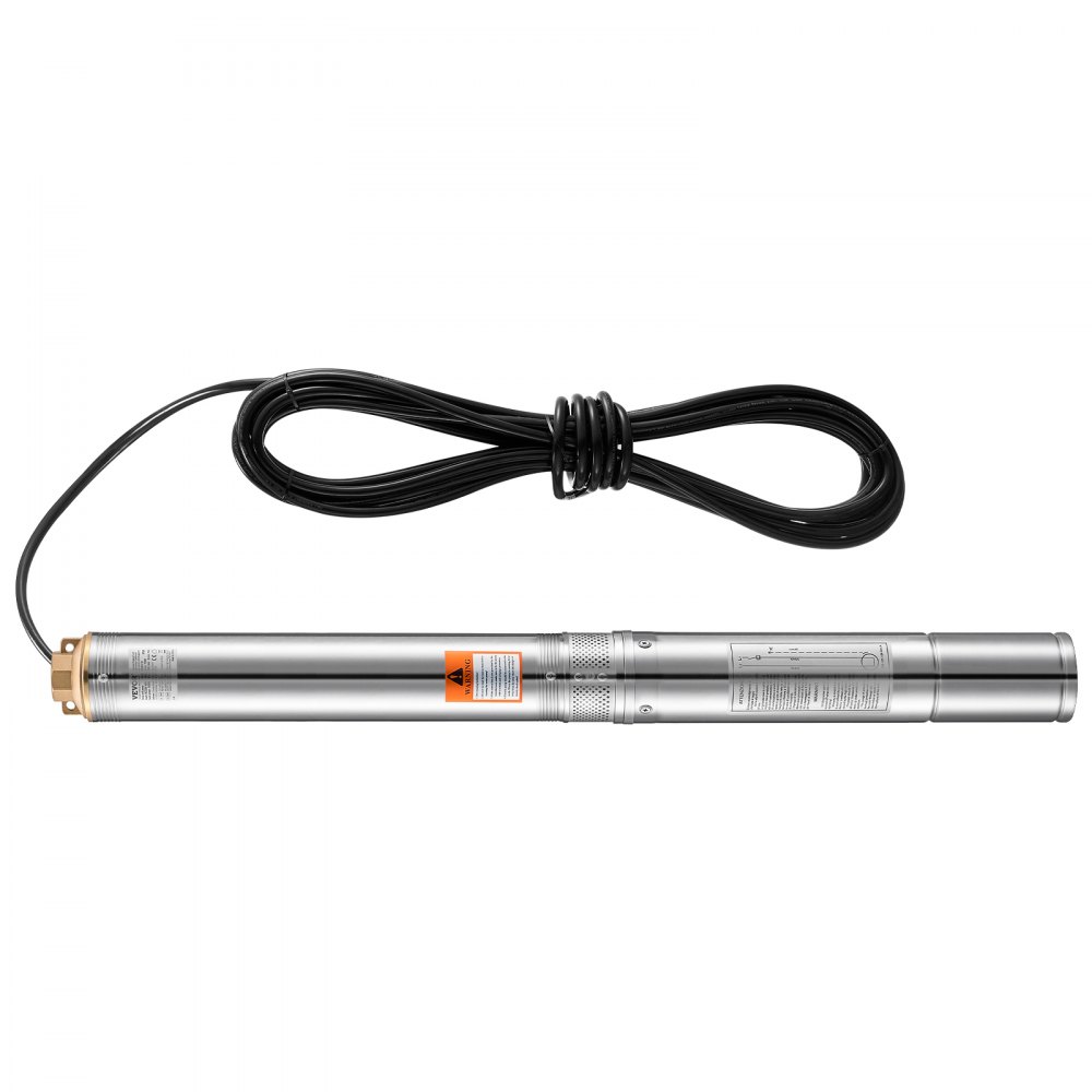 VEVOR Deep Well Submersible Pump, 750W Output Power, 230V, 100 L/min Flow 246 ft Head, with 65.62 ft Cord, Stainless Steel Water Pump, for Industrial Irrigation and Home Use, IP68 Waterproof Grade
