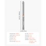 VEVOR Deep Well Submersible Pump, 550W Output Power, 230V, 100 L/min Flow 174 ft Head, with 65.62 ft Cord External Control Box, Stainless Steel Water Pump, for Industrial Irrigation and Home Use, IP68