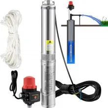 VEVOR 3,5" dieptebronpomp 750W bronpomp 105 l/min dompelpomp max. opvoerhoogte 62 m pijppomp 230V 50Hz zandpomp IP68 waterpomp 11 waaiertrappen pomp ideaal voor irrigatie of wateraanvoer