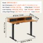 VEVOR Height Adjustable Desk, 47.2" x 23.6" Electric Dual Monitor Riser Workstation, Whole Piece Desk Board Sit to Stand, 3-Key Modes Sturdy Dual Metal Frame,180LBS Capacity for Computer Home & Office