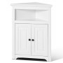 VEVOR 32" Corner Storage Cabinet, 3 Tiers Small Storage Cabinet with 2 Wooden Doors & Adjustable Shelves, Freestanding Corner Kitchen Cabinet for Living Room, Kitchen, Laundry Room, Bathroom, White