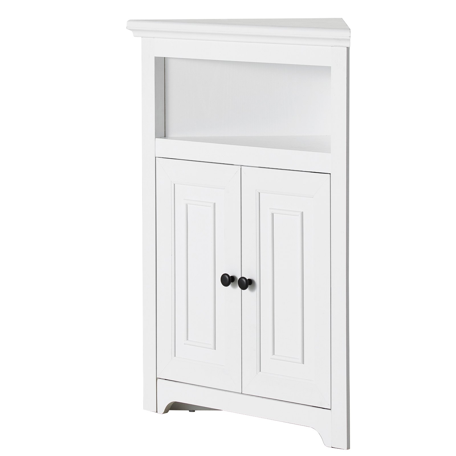 VEVOR 32" Corner Storage Cabinet, 3 Tiers Small Storage Cabinet with 2 Wooden Doors & Adjustable Shelves, Freestanding Corner Kitchen Cabinet for Living Room, Kitchen, Laundry Room, Bathroom, White