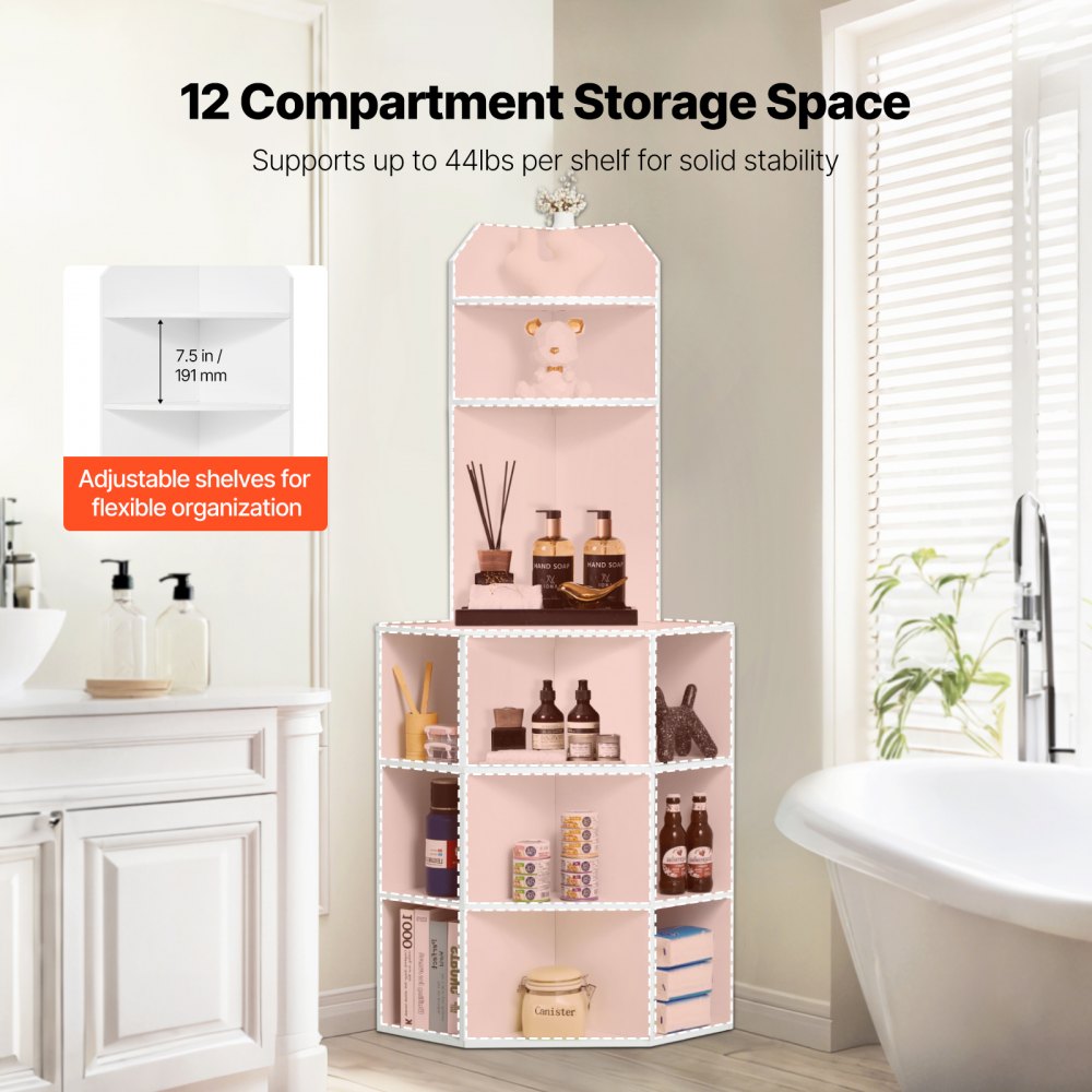 VEVOR Hoekkast met 6 planken, Multifunctionele kast (1626 mm hoog) met USB-poorten en stopcontacten en verstelbare planken, Keukenkast voor Woonkamer Wasruimte