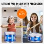 kids playing VEVOR kids drum set, perfect for children ages 6-13, encouraging a love for percussion.