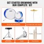 VEVOR 3-delige drumset met verstelbaar pedaal, twee paar drumstokken, ca. 20 cm tomdrum, 25 cm snaredrum, 36 cm basdrum, startersdrumset voor kinderen, blauw