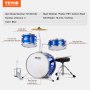 VEVOR 3-delige drumset met verstelbaar pedaal, twee paar drumstokken, ca. 20 cm tomdrum, 25 cm snaredrum, 36 cm basdrum, startersdrumset voor kinderen, blauw