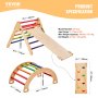 VEVOR pikler triangle set with slide, rainbow climbing arch, and rock climbing board for kids.