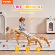 VEVOR Pikler Triangle Set 5in1 Montessori Climbing Toys for Toddlers Large Wood