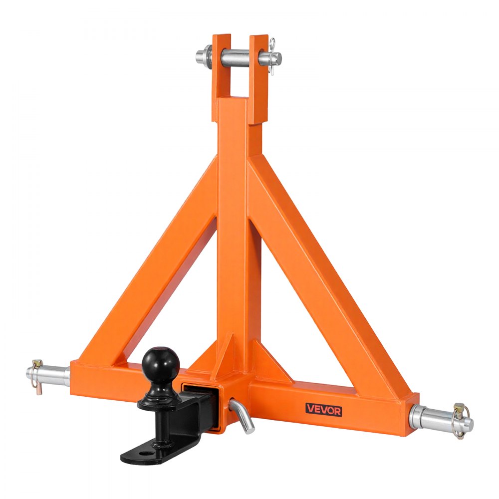 VEVOR 3 Point Trailer Hitch with 2" Receiver, 3 Pt Quick Hitch Attachment with Trailer Ball, Tractor Tow Drawbar Adapter, Fits Category 1, Kubota, Mahindra, Ford, Yanmar, John Deere, Massey Ferguson