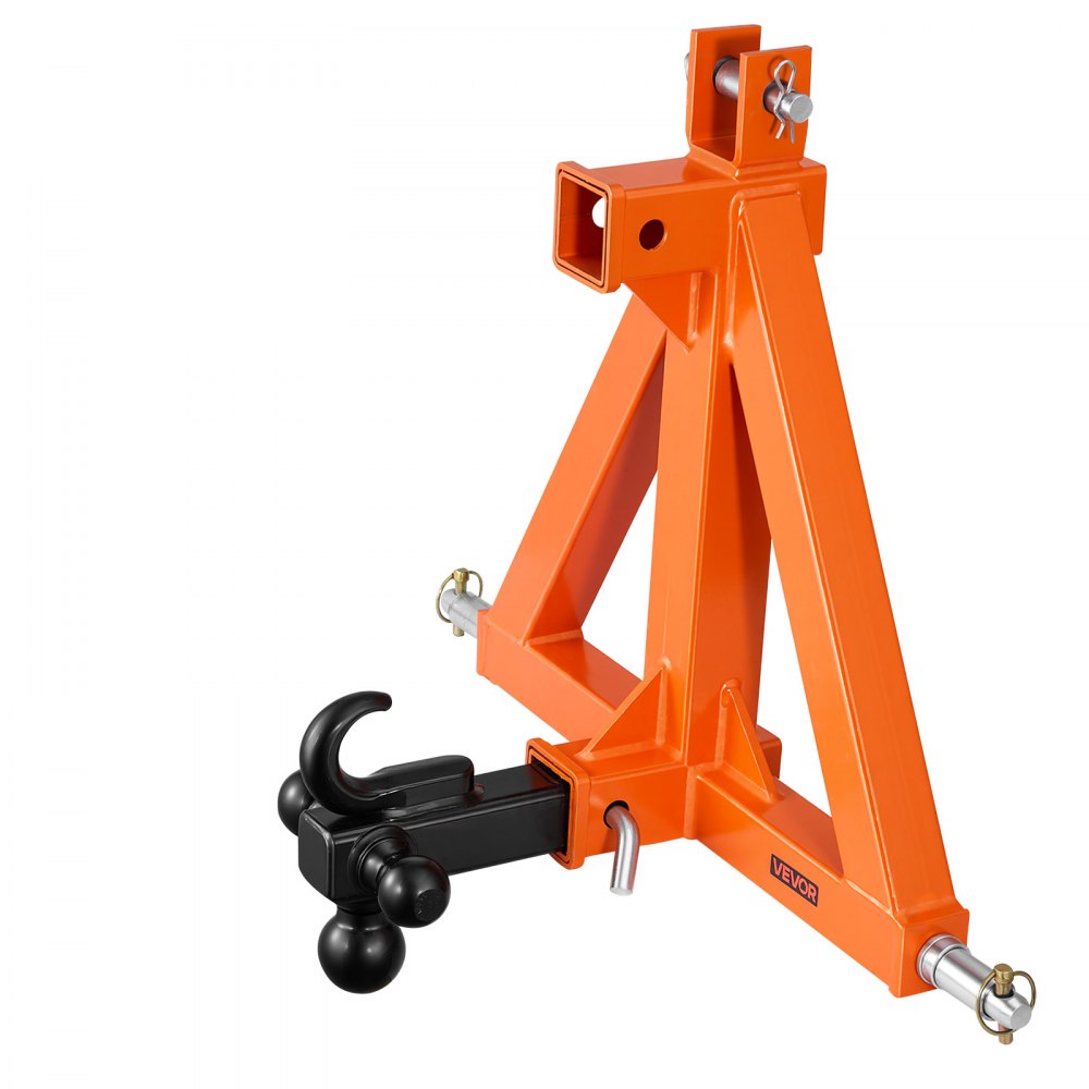 VEVOR driepuntsophanging met 2-inch montage, snelkoppeling met drie kogelkoppelingen, trekhaakadapter voor categorie 1, compatibel met diverse compacte tractoren, oranje