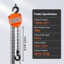 VEVOR Manual Chain Hoist, 1/2 Ton 1100 lbs Capacity 10 FT Come Along, G80 Galvanized Carbon Steel with Double-Pawl Brake, Auto Chain Leading & 360° Rotation Hook, for Garage Factory Dock