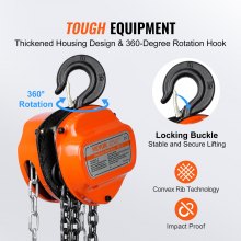VEVOR Rateltakel katrolblok 1T capaciteit kettingtakel 5,6 m hefhoogte kabel met 360° draaibare haaktakel Ф6x18 mm hijsketting hefboomtakel
