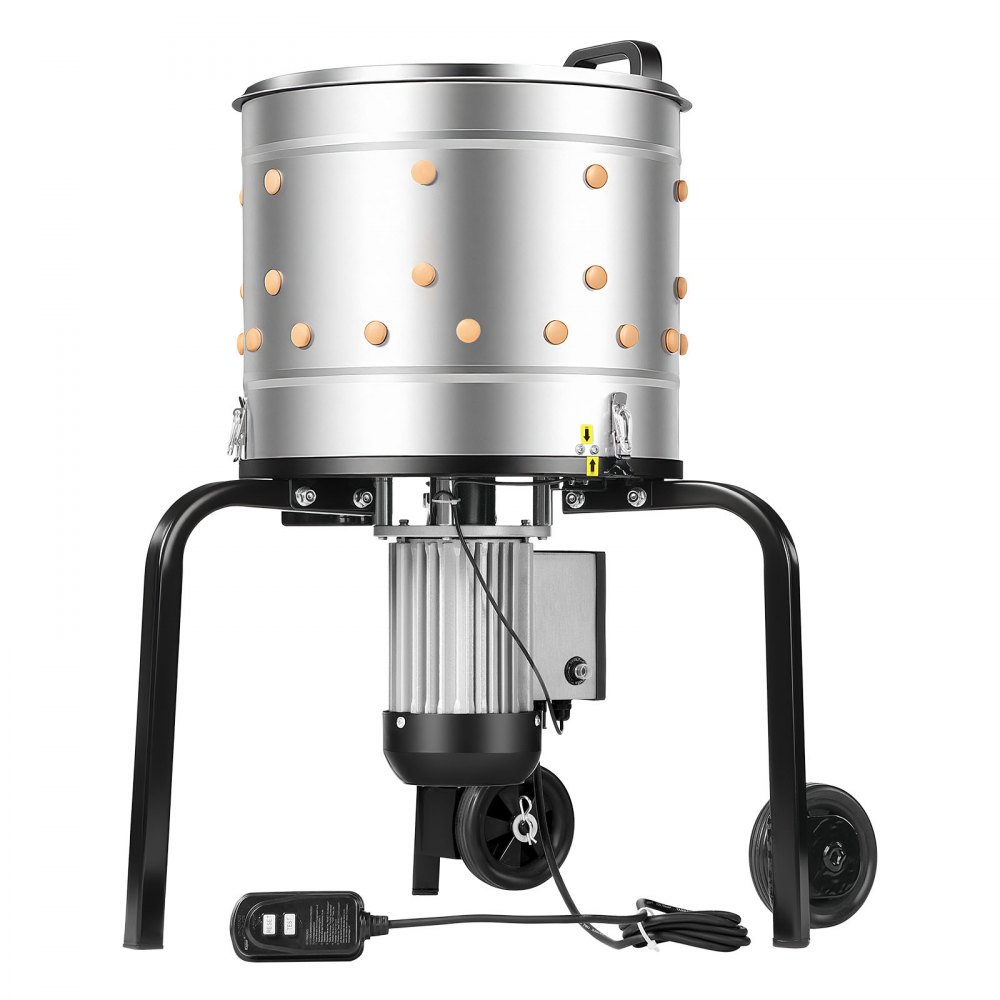 VEVOR Plukmachine voor gevogelte, 400 mm trommel, 500 W, 230 tpm, elektrische plukmachine met 114 zachte vingers en transportwielen, roestvrijstalen verenverwijderaar voor het verwerken van 1-2 kippen.