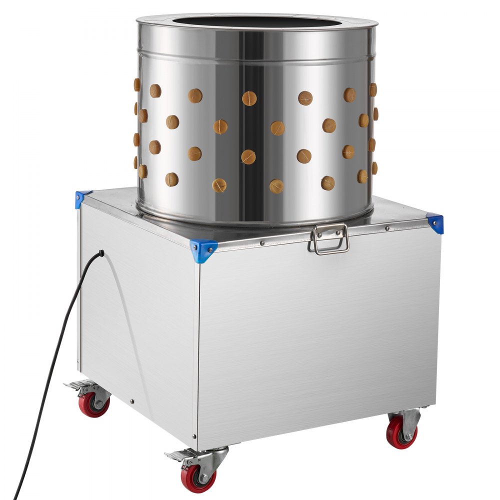 VEVOR pluimveeplukmachine, trommeldiameter 50 cm, 2 pk, 275 tpm, plukmachine met 106 vingers en transportwielen, roestvrijstalen verenverwijderaar voor het verwerken van 2 tot 4 kippen.