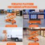 VEVOR TFD15 Hydraulic Pallet Truck Table Cart, 330 lbs Capacity, 127 cm, with 4 Wheels and Non-Slip Pad, for Material Handling and Transport, Orange