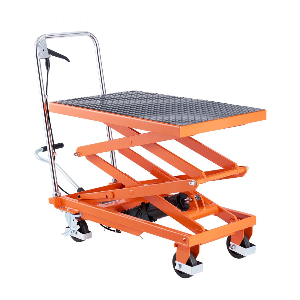 VEVOR hydraulische heftafelwagen, 226,8 kg draagvermogen, 300-1200 mm hefhoogte, schaarheftafelwagen met 4 wielen en antislipvoet, mobiele heftafel voor materiaalbehandeling en transport