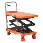 VEVOR hydraulische heftafelwagen, 150 kg draagvermogen, 1260 mm hefhoogte, schaarheftafel voor transport in werkplaatsen en magazijnen, stalen constructie, dubbel schaarmechanisme, met 4 wielen, voetpedaal en inklapbare handgreep.