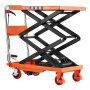 VEVOR hydraulische heftafelwagen, 150 kg draagvermogen, 1260 mm hefhoogte, schaarheftafel voor transport in werkplaatsen en magazijnen, stalen constructie, dubbel schaarmechanisme, met 4 wielen, voetpedaal en inklapbare handgreep.