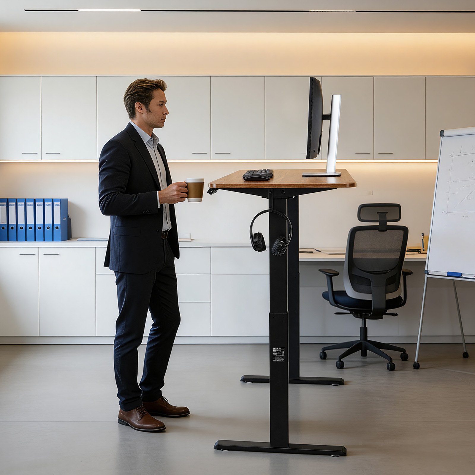 VEVOR in hoogte verstelbaar bureauframe, elektrisch bureauframe tot 125 kg, 2-traps tafelpoten met 2 motoren, geheugenfunctie, hoogteweergave, botsingsbeveiliging, USB-aansluiting, bureauonderstel voor kantoor, zwart