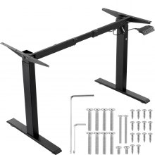 VEVOR Desk Frame, Adjustable Height 70-117cm and Length 90-135cm, Electric Table Frame, Ergonomic DIY Workstation Base for Home and Office (Black Frame Only)