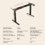 VEVOR bureauframe met dubbele motor, verstelbare hoogte 65-129 cm en lengte 110-178 cm, elektrisch tafelframe, ergonomische werkstationbasis, 3 posities (alleen zwart frame)