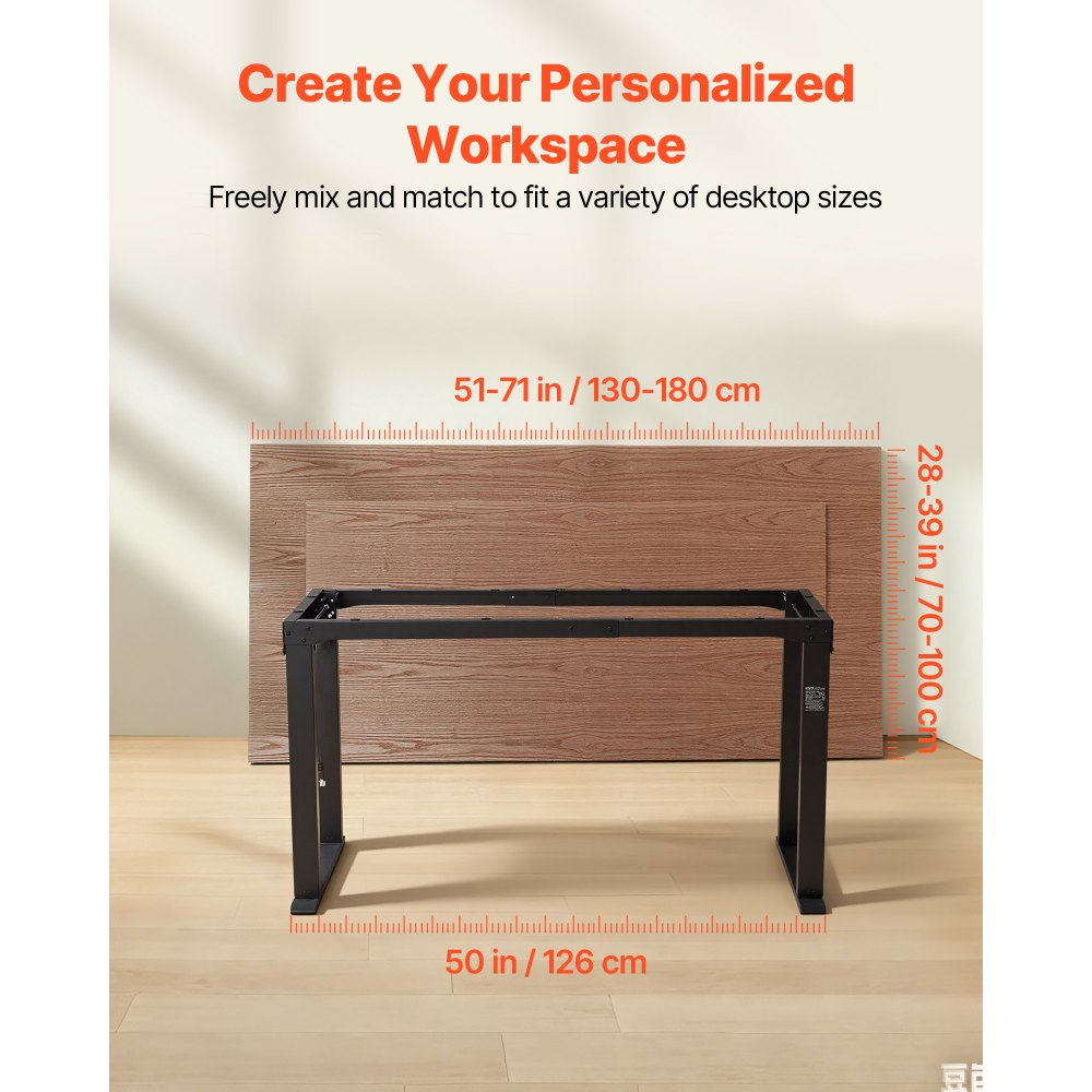 VEVOR in hoogte verstelbaar bureauframe, elektrisch bureauframe tot 125 kg, 4 poten, 2 standen met 2 motoren, geheugenfunctie, hoogteweergave, botsingsbeveiliging, bureauonderstel voor kantoor, zwart