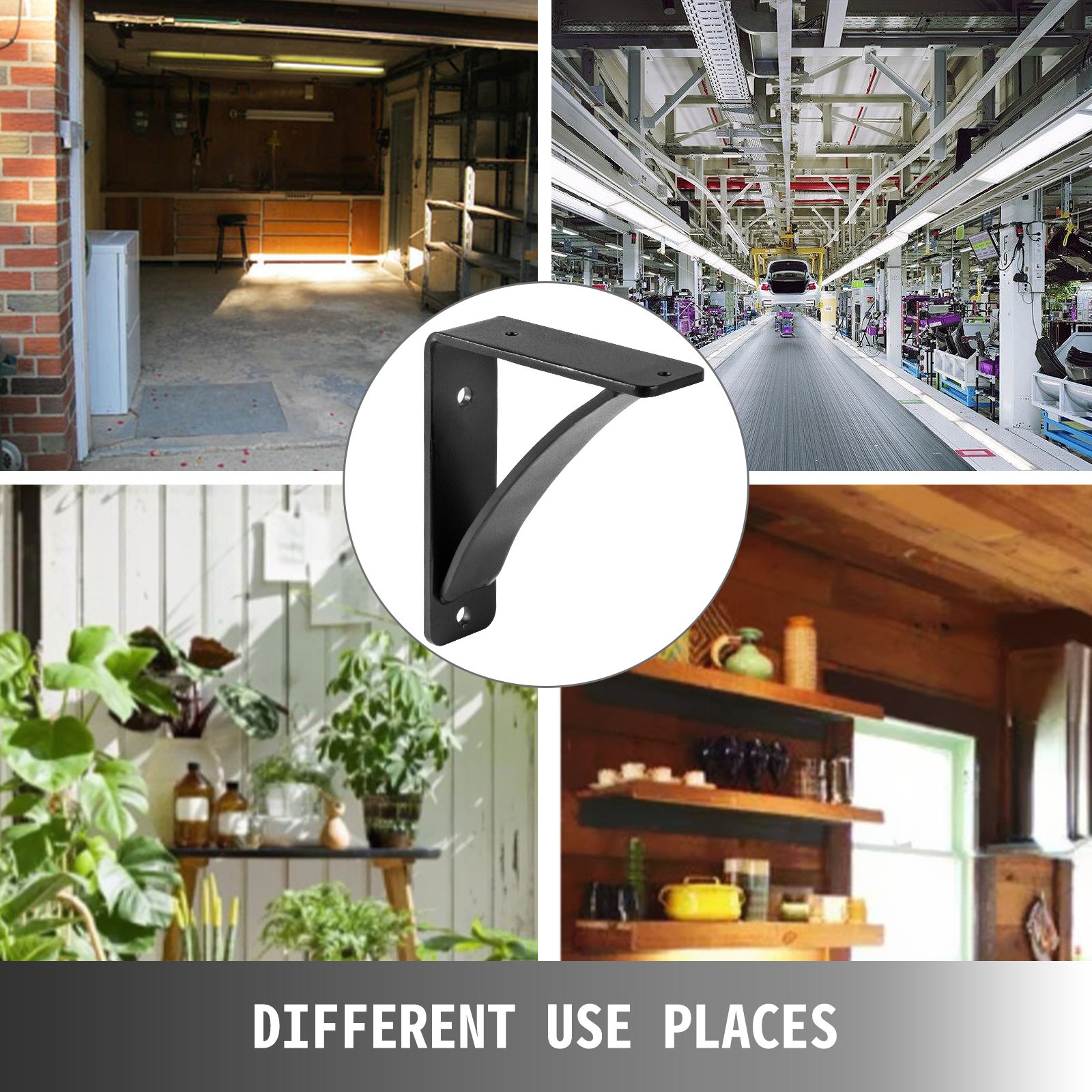 VEVOR Plankdrager Zwaar, Plank Steun 7x6x2 " 2 Stuks, Wandplank Matzwart 450lbs