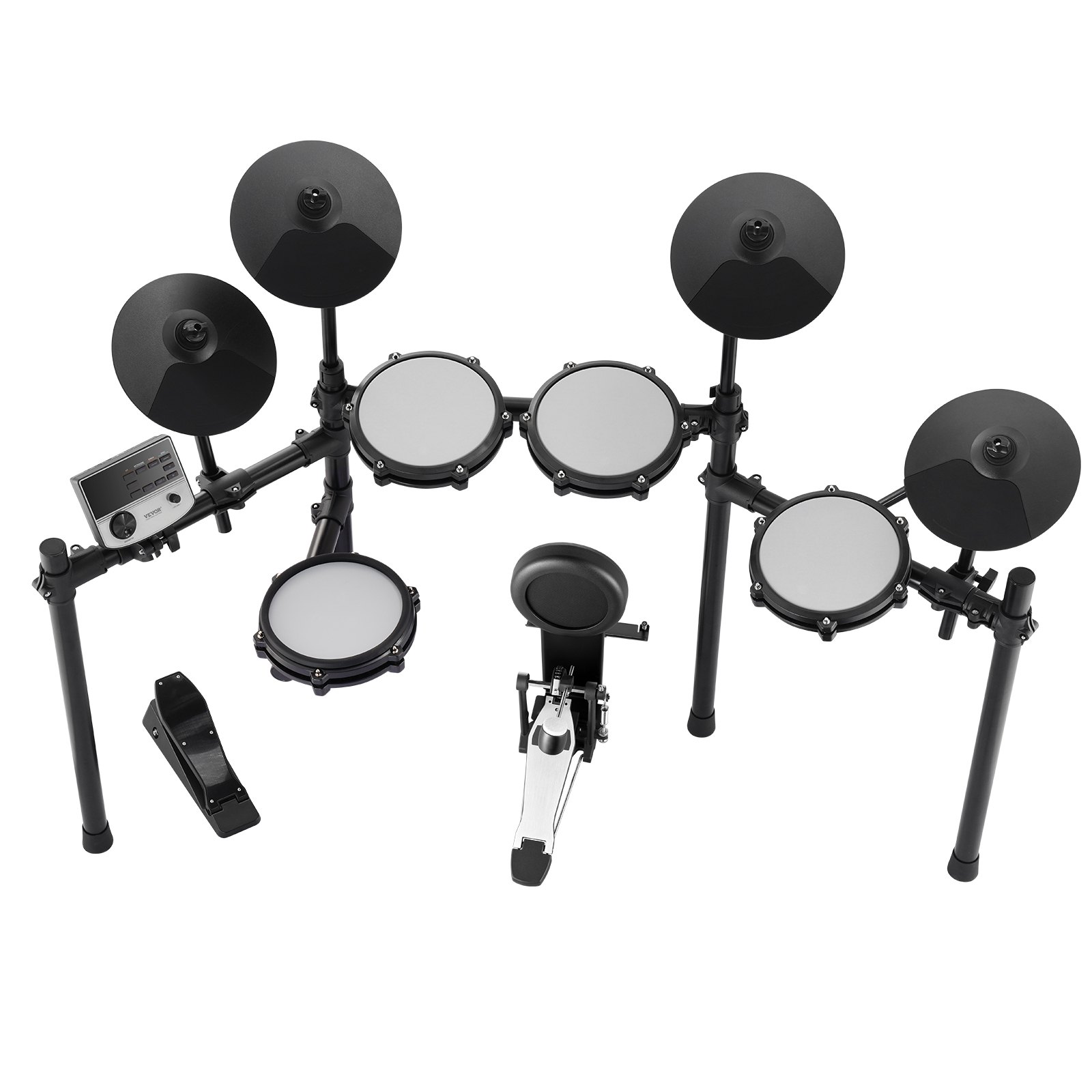 VEVOR elektronische drumset, 32 drumkits en 480 geluiden Elektronische drumkit, USB MIDI-ondersteund 203,2 mm Dual-Trigger Snare elektronische drumset met 254 mm bekkens, drumstokken en koptelefoon, elektronische drums
