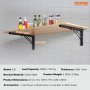 VEVOR opvouwbare plankdragers, 613 x 254 x 48 mm, 2-pack, robuuste zwevende plankdragers, plankdragers, 5 mm dikke matzwarte L-vormige plankdrager, stalen plankdragers met een draagvermogen van 136,1 kg