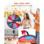 VEVOR Wheel of Fortune (61 cm) 14-vaks Wheel of Fortune met statief, in hoogte verstelbaar, loterijspellen winnende roulette met schoolbordwisser en 2 stiften, 6 kleuren, ideaal voor feestjes, cafés, kermissen