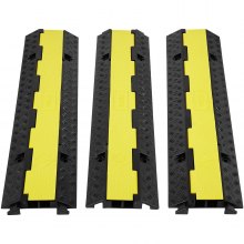 VEVOR 3 Pack Rubber Cable Protector Ramp, 2 Channel, 12000 lbs/axle Capacity Heavy Duty Hose Wire Cover Ramp Driveway, Traffic Speed Bump with Flip-Open Top Cover&50 ft Warning Tape, for Indoor&Outdoo