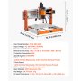 VEVOR CNC-freesmachine, 500W spindel, 3-assige graveermachine, werkgebied 300x180x80 mm, offline besturing, eindschakelaars, noodstop, voor het graveren en snijden van hout, acryl en kunststof.