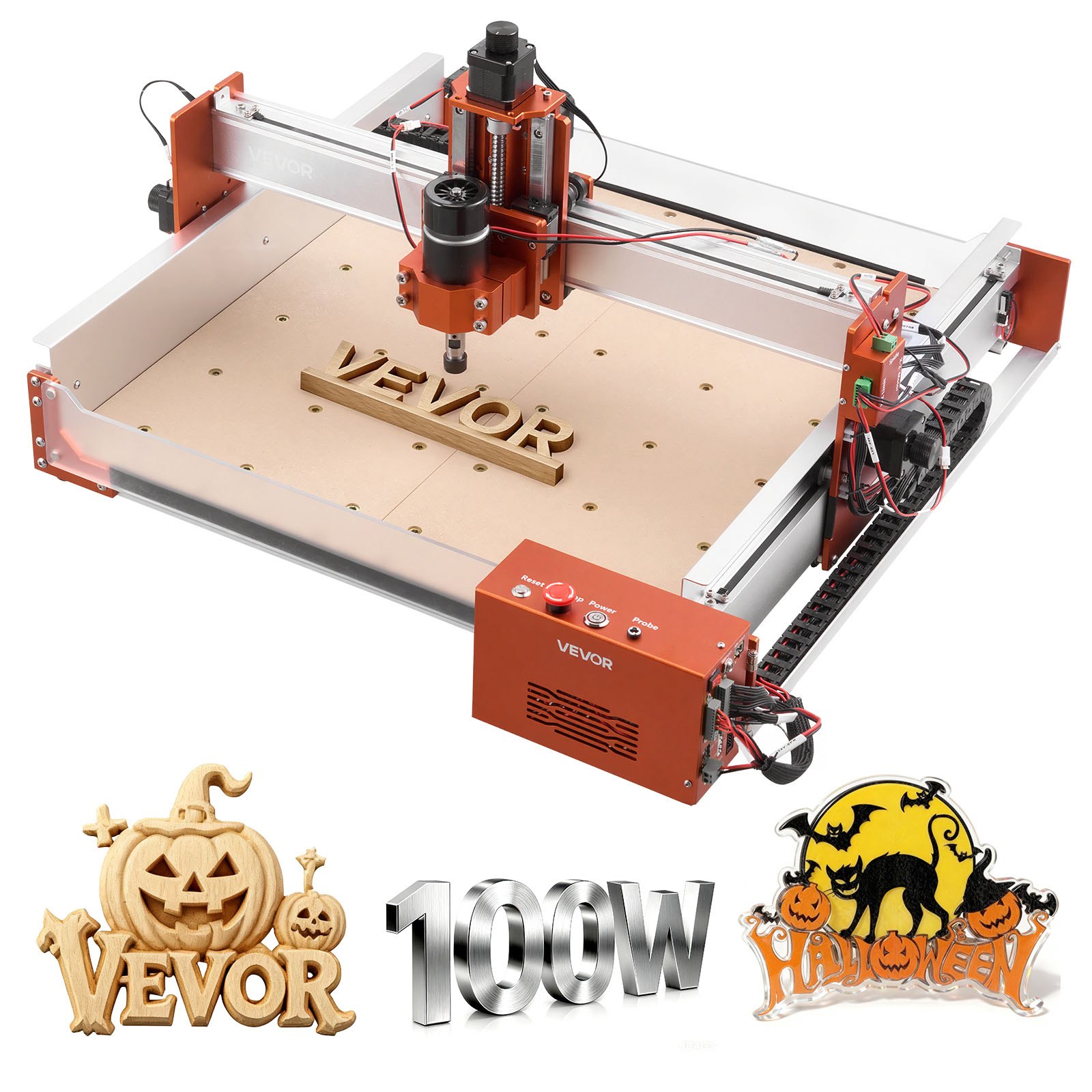 VEVOR CNC-freesmachine, 100W spindel, 3-assige graveermachine, werkgebied van 400x400x95 mm, houtfreesmachine met lineaire geleiding, behuizing van aluminiumlegering, voor het graveren en snijden van hout en acryl.