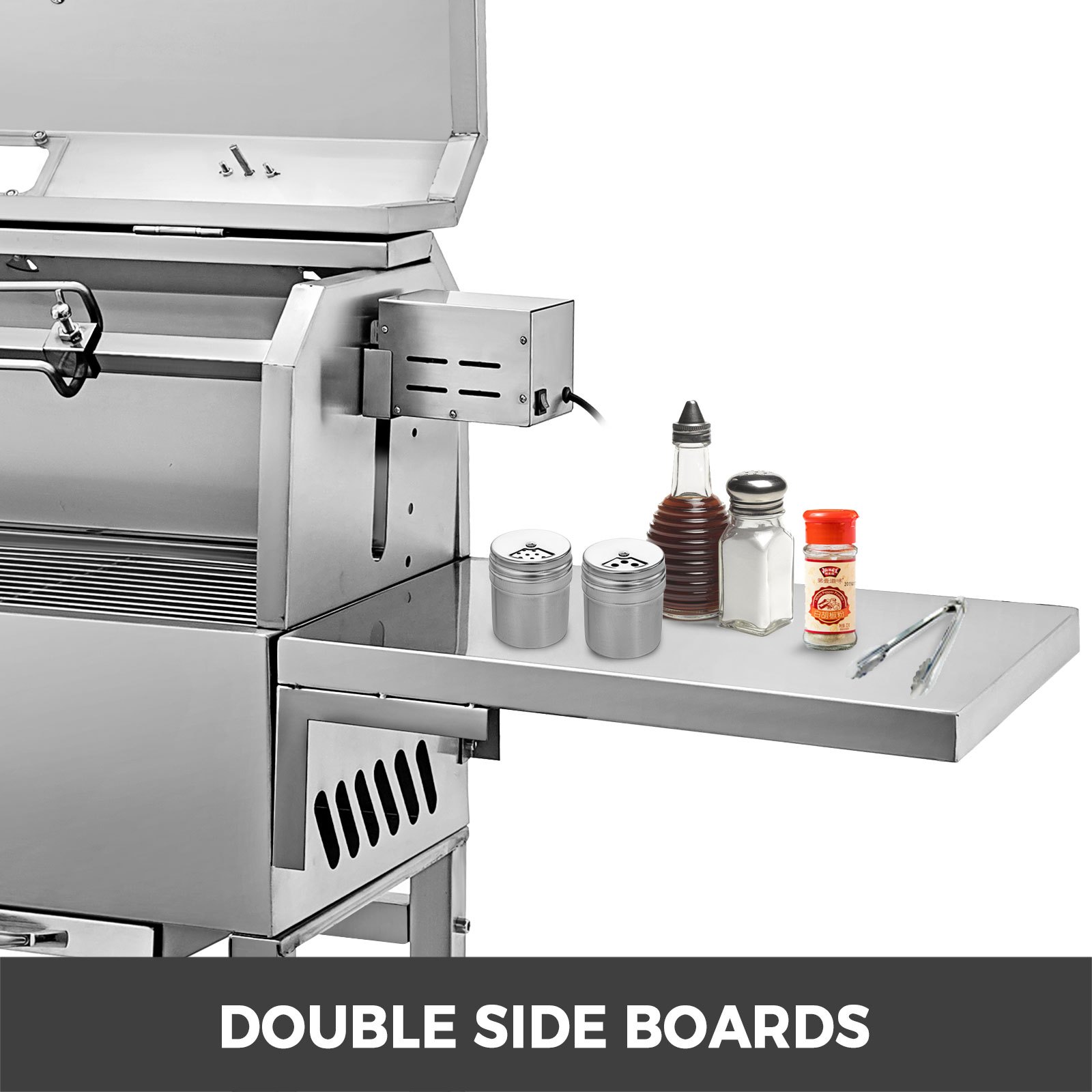 VEVOR 10,8 inch elektrische BBQ-houtskoolgrill 25W roestvrijstalen houtskoolgrill Houtskoolbarbecuegrill Verwijderbare 4 RPM-temperatuurmeter en hefbare vuurplaat Draagbare BBQ-grill voor kamperen