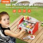 VEVOR Grillspeelset voor kinderen, houten grillspeelset met realistisch kolenvuur, houten keukenaccessoires voor fantasievoedsel (26 stuks), rollenspelspeelgoed voor kinderen vanaf 3 jaar