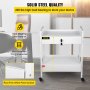 VEVOR Laboratoriumwagen 2-laags roestvrijstalen universele wagen, medische wagen, 2 laden, rollende laboratoriumwagen, wit geschilderde serveerwagen met 360° wielen, voor laboratorium, ziekenhuis, tandartspraktijk, salon