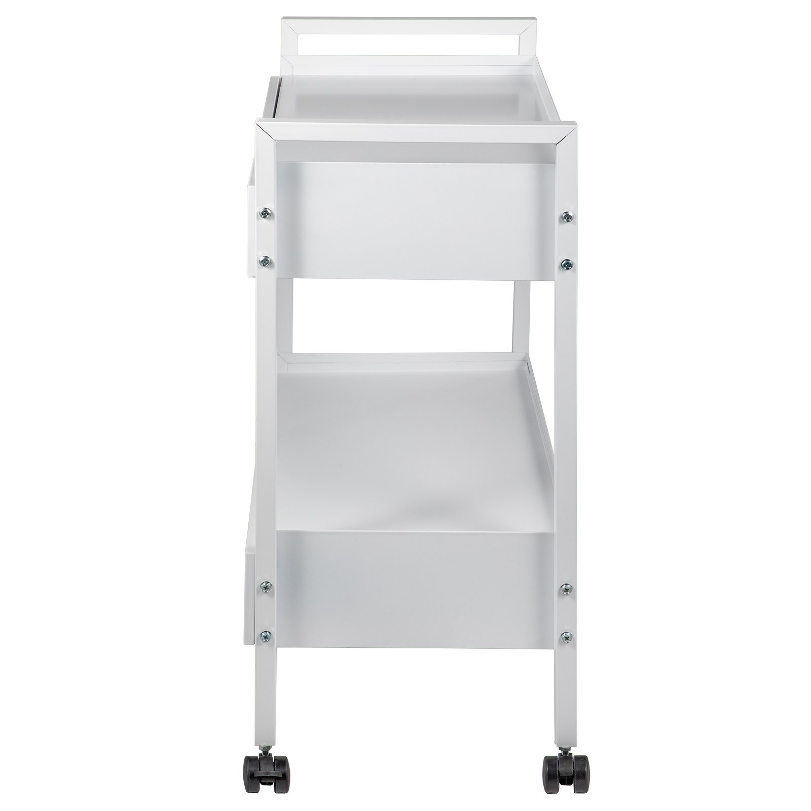 VEVOR Lab Cart, 2 Tiers Stainless Steel Utility Cart Medical Cart 2 Drawers Rolling Lab Cart White Paint Serving Cart with 360° Casters for Laboratory Hospital Dental Office Salon Beauty