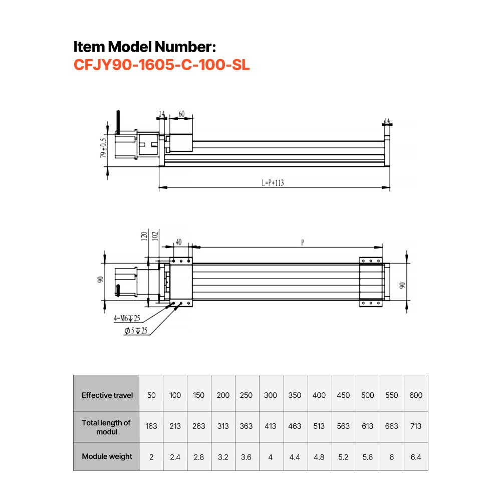 VEVOR Linear Stage Actuator, 100 mm Effective Stroke, Ball Screw CNC Linear Motion Guide Rail, Double Optical Axis, C7 High-Precision, Bearing Slide Block, Manual Handwheel, for CNC Router X Y Z Axis