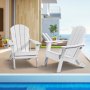 VEVOR Plastic Adirondack stoel, set van 2, weerbestendig, draagbaar, opvouwbare vuurkorfstoel, Adirondack terrasstoel voor buiten met bekerhouder, met ontspannende armleuning, ergonomisch, voor tuin, achtertuin - wit