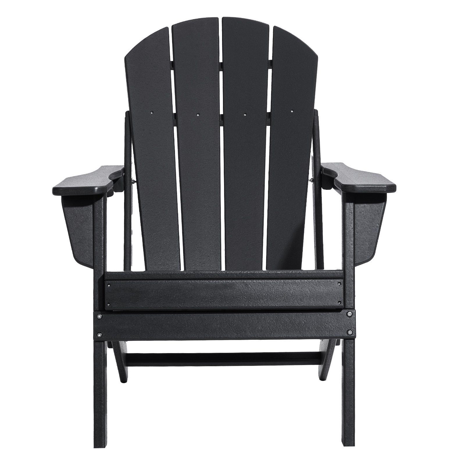VEVOR Adirondack Chair Plastic, Set of 2 All-Weather Portable Folding Fire Pit Chair, Outdoor Adirondack Patio Chair with Cup Holder, with Relaxing Arm Rest Ergonomic, for Garden, Backyard - Black