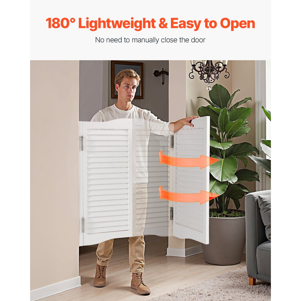 VEVOR Saloondeur, 805x28x900 mm, dubbele draaideur met scharnieren en beslag, eenvoudig te installeren, gebogen binnendraaideuren voor cafés, gangen, keukens, bars, pubs en entrees, wit